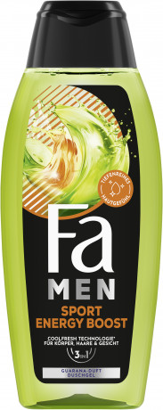 Fa Men Energy Boost 3in1 Duschgel 400 ml, Мужской гель для душа FA Energy Boost 3 в 1 с ароматом гуараны, 400 мл