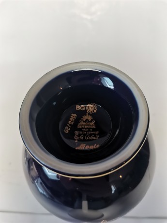 Lindner Kueps Bavaria Kobalt, Линднер Купс Бавария Коллекционная кобальтовая Ваза с позолотой, художник Marle, Германия 1960-65г.