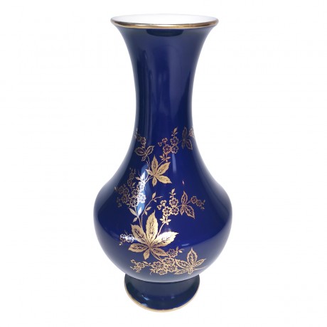 Lindner Kueps Bavaria Kobalt, Линднер Купс Бавария Коллекционная кобальтовая Ваза с позолотой, художник Marle, Германия 1960-65г.