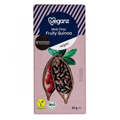 veganz Bio Mylk Choc Fruity Quinoa Schokolade 80 г