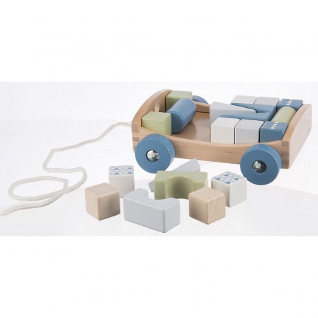 goki Ziehwagen mit 20 Bausteinen Нарисуйте повозку с 20 строительными блоками.