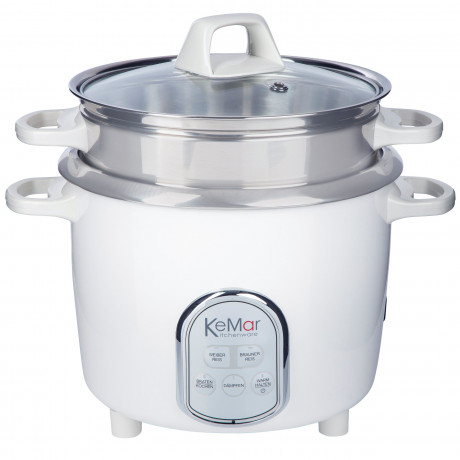 KeMar Kitchenware KeMar Kitchenware Reiskocher KRC-175, 500 W, Edelstahltopf, Glasdeckel, Edelstahl Dampfeinsatz, 5 Programme  KeMar Kitchenware рисоварка KRC-175, 500 Вт, кастрюля из нержавеющей стали, стеклянная крышка, паровая вставка из нержавеющей ст