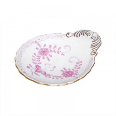 Meissen Meissen  'Neuer Ausschnitt - Indische Malerei 2 mit Kante purpur Goldpunkte mit Goldrand' Muschelschale / Salzgefass Мейсен &quot;Новая секция - индийская живопись 2 с краем пурпурно-золотые точки с золотым ободком&quot; ракушка / сосуд для соли