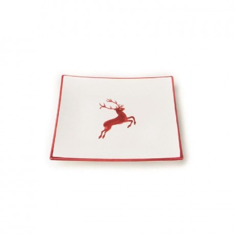 Gmundner Keramik Gmundner Keramik Rubinroter Hirsch Dessertteller / Fruhstucksteller 20x20x2,6 cm Gmundner Ceramic Ruby Red Deer Десертная тарелка / Тарелка для завтрака 20x20x2,6 см