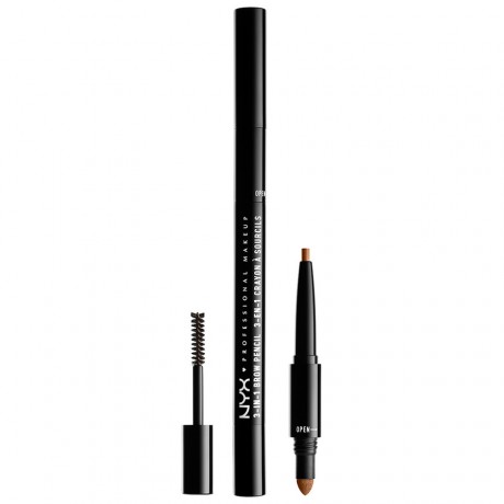 Карандаш, пудра и гель для бровей 3 в 1 NYX Professional Makeup 3-in-1 Brow Pencil, оттенок Caramel