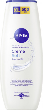 NIVEA Pflegedusche Creme Soft & Almond Oil, 500 ml, Нивеа Крем гель для душа с миндальным маслом, витамины C и E, для гладкой кожи, 500 мл