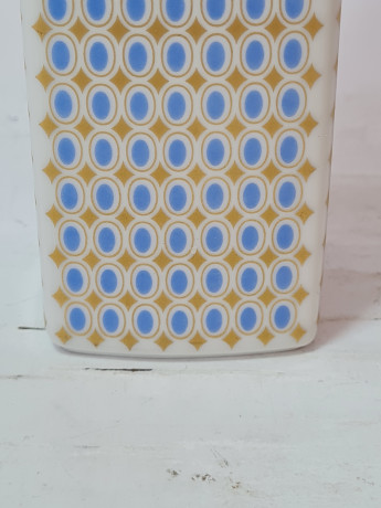 Ваза винтажная H&G Selb / Heirich Bavaria вытянутой формы, с необычным голубо-золотистым узором, фарфор, 23 см, Германия, 1960-70гг.