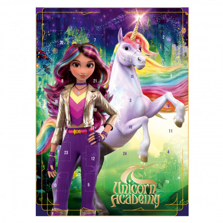Unicorn Academy Adventskalender, Unicorn Academy шоколадный адвент-календарь 2026 «Unicorn Academy» с 24 фигурками из молочного шоколада, 75 г