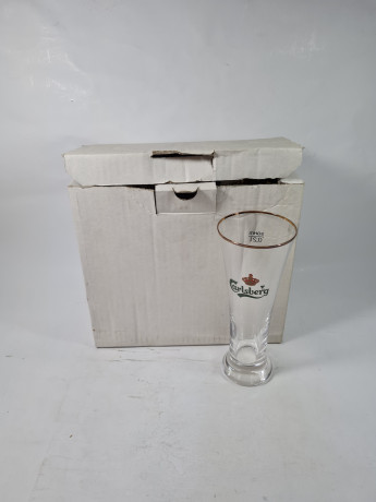 Бокалы пивные винтажные Carlsberg / Sahm, стекло, 0.2 л, 6 шт., 19 см, Германия, 1960-70гг.