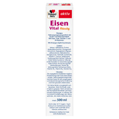 Doppelherz Eisen Vital fluessig 500 ml, fluessig, 500 ml, Железо 14 мг с витаминами B, C и цинком для кроветворения и энергетического обмена, жидкий комплекс, 500 мл