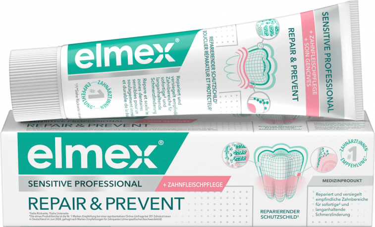 elmex Zahnpasta Sensitive Professional Repair & Prevent, 75 ml, Зубная паста для чувствительных зубов с аргинином и цинком Repair & Prevent, 75 мл