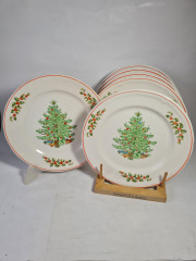 Набор тарелок винтажных "Рождественская елка", 6 шт., фарфор, 24.5 см, Италия, 1970-80гг.