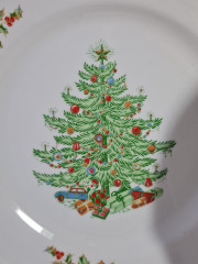 Набор тарелок винтажных "Рождественская елка", 6 шт., фарфор, 24.5 см, Италия, 1970-80гг.