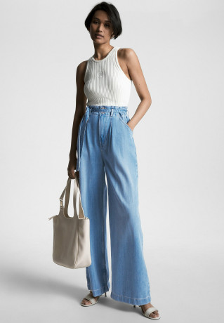 Tommy Hilfiger HIGH RISE WIDE LEG PAPERBAG Flared Jeans ava БУМАЖНАЯ СУМКА С ВЫСОКОЙ ПОСАДКОЙ И ШИРОКИМИ НОГАМИ Расклешенные джинсы ава