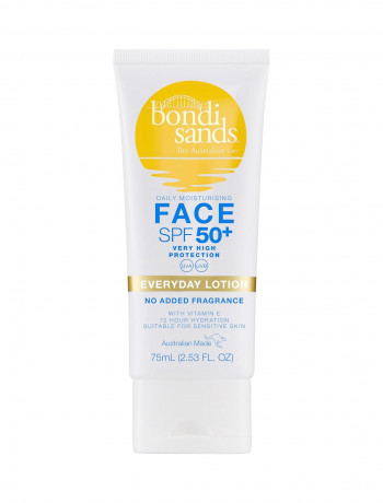 Bondi Sands SPF 50+ Every day Face Lotion Fragrance Free with vitamin E, 72h,  Лосьон для лица SPF 50+ на каждый день, без запаха, 72 часа увлажнения с витамином Е, 75мл