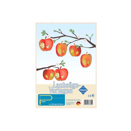 Pebaro Laubsagevorlage Apfel mit Wurm Яблоко с шаблоном резьбы червя