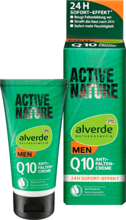 alverde NATURKOSMETIK MEN Active Nature Q10 Active-Fluid Крем для лица витамин Е, Q10 и экстракт чая Active Fluid 4 in 1, 50 мл