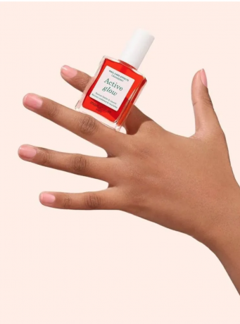 Manucurist Active Glow Cranberry, укрепляющий лак для ногтей с эффектом геля и глянцевого блеска, клюквенный красный, 15 мл