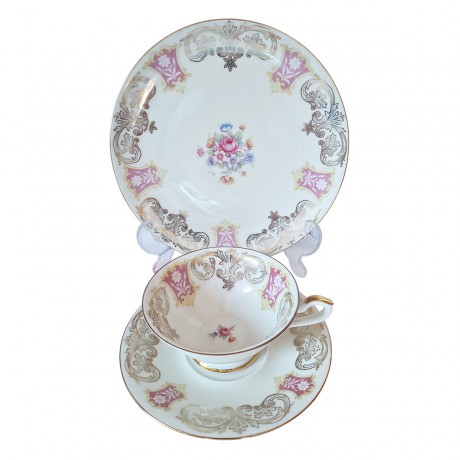 Чайное трио винтажное Seltmann Weiden с обильной позолотой и узорами, Германия, 1960-70гг.