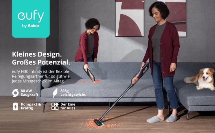 eufy eufy Akku-Stielstaubsauger HomeVac H30 Infinity Akku-Stielstaubsauger schwarz  Беспроводной ручной пылесос eufy HomeVac H30 Infinity беспроводной стержневой пылесос черный