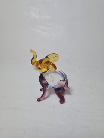 Винтажная стеклянная фигурка "Оранжевый слоник", 4см х 6см, Германия, 1960-70гг.