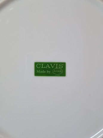 Декоративная тарелка винтажная Clavis Arzberg, белый фарфор с голубым декором "Рождественская елка", 25,5 x 3 см, Германия, 1960-70гг.