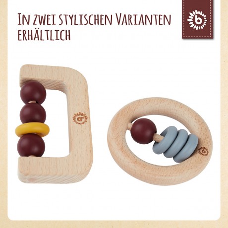 bieco Greifling Holz Natur Baby Beissring O 8cm Greifring mit Silikon Kugeln ab 0 M Beissringe Зажимное кольцо из натурального дерева