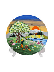 Тарелка декоративная винтажная Purfurst Hof Bavaria / Barbara Furstenhofer &quot;Сцена из деревенской жизни&quot;, фарфор, 19,5 см, Германия, 1970-80гг.