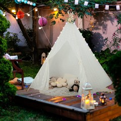 COSTWAY® Tipi Zelt Spielzelt mit Lichterketten 120x120x140cm Игровая палатка Типи с гирляндой 120x120x140см