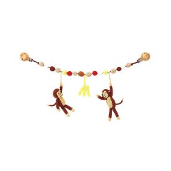 SindiBaba® Kinderwagenkette Affe CHARLIE gehakelt mit Rasseln Обезьянка-цепочка для коляски CHARLIE связана крючком с погремушками.