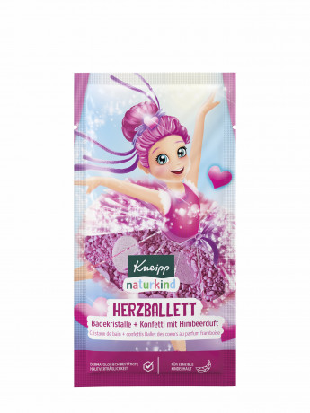 Kneipp Kinder Badezusatz Badekristalle Herzballett, 40 g, Kneipp детские кристаллы для ванны Herzballett с малиновым ароматом, жожоба и конфетти, 40 г
