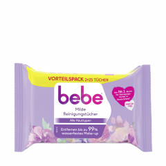 bebe milde Reinigungstuecher Vorteilspack, 50 Stueck, bebe мягкие салфетки для снятия макияжа с алоэ вера и пантенолом, большая упаковка, 50 шт.