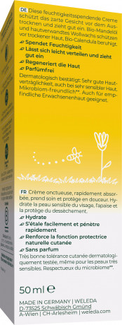 WELEDA Calendula Gesichtscreme parfuemfrei, 50 ml, Детский крем для лица с календулой и миндальным маслом без отдушки, 50 мл