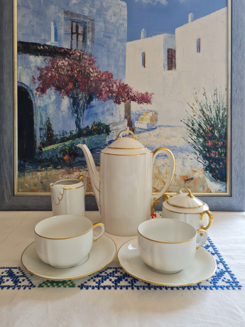 Mitterteich Чайный сервиз на 2 персоны с позолоченным ободком, Германия, 1960-70гг.