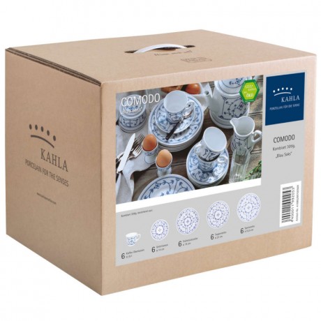 Kahla Kahla Blau Saks - Indisch Blau - Stohblumenmuster Kombiservice 30-tlg. Kahla Blau Saks - Сервиз с комбинированным узором из индийского синего и соломенного цветка 30 шт.