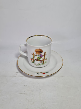 Чайная пара винтажная Rhon Porzellan, детская тематика, фарфор, Германия, 1980-90гг.