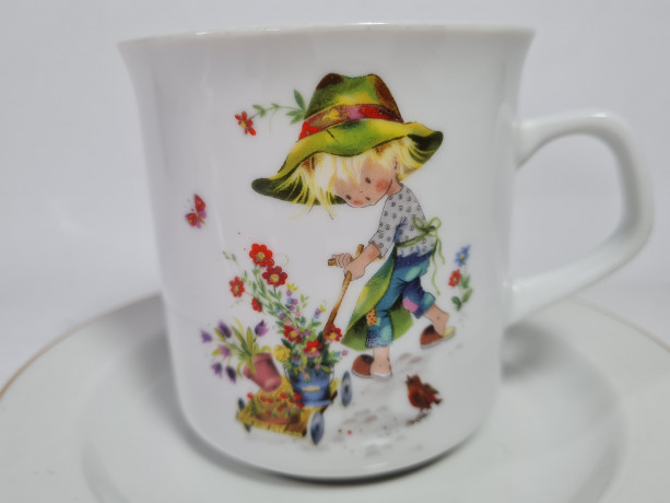 Чайная пара винтажная Rhon Porzellan, детская тематика, фарфор, Германия, 1980-90гг.