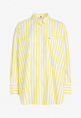 Tommy Hilfiger STRIPED ICON OVERSIZED SHIRT Button-down blouse banker vivid yellow РУБАШКА OVERSIZE STRIPED ICON Блузка на пуговицах банкир ярко-желтый