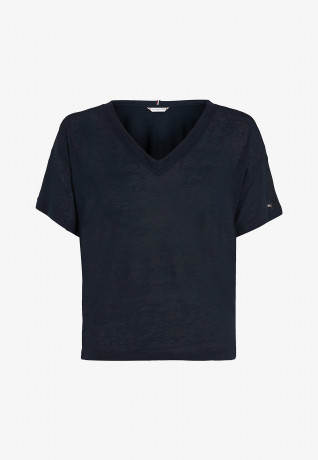 Tommy Hilfiger V NECK RELAXED FIT  Basic T-shirt desert sky V NECK RELAXED FIT Базовая футболка небо пустыни