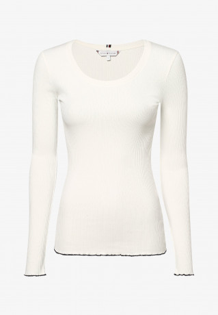 Tommy Hilfiger SLIM FRILL SCOOP-NK LS Jumper ecru SLIM FRILL SCOOP-NK LS Джемперы экрю
