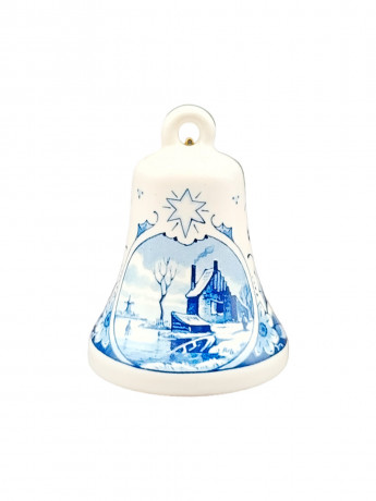 Колокольчик винтажный Delfts Holland "Зима", фарфор, 10 х 7 см, Голландия, 1992 год.