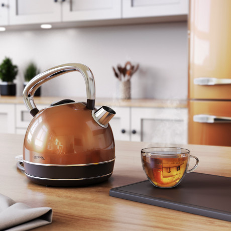 Arendo Arendo Wasserkocher, 1,7 l, 2200 W, Edelstahl Retro Style Vintage, LED Temperaturanzeige, kupfer, Vintage Retro Style Edelstahl-Teekessel im Kupfer Design mit Displayanzeige Чайник Arendo, 1,7 л, 2200 Вт, нержавеющая сталь, винтажный ретро-стиль,