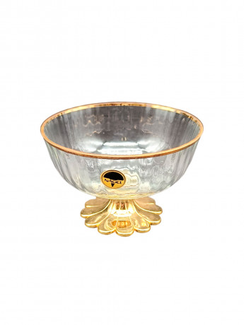 Креманка винтажная Nagel, золотистый край и основание, стекло, 12 х 8 см, Германия, 1970-80гг.