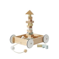 Kids Concept Holzbausteine im Nachziehwagen Bausteine Деревянные строительные блоки в тележке для строительных блоков