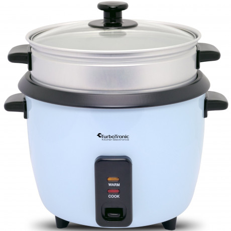 TurboTronic by Z-Line TurboTronic by Z-Line Reiskocher 1,5 Liter mit Dampfgareinsatz aus Edelstahl PLASTIKFREI, 500 W, Dampfgareinsatz aus Edelstahl PLASTIKFREI Dampfgarer Reistopf Retro blau Рисоварка TurboTronic by Z-Line 1,5 литра с пароваркой из нержа