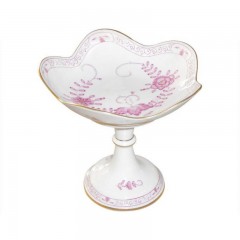 Meissen Meissen  'Neuer Ausschnitt - Indische Malerei 2 mit Kante purpur Goldpunkte mit Goldrand' Schale auf Fuss h: 14 cm / d: 14 cm Мейсен &quot;Новая секция - Индийская роспись 2 с краем пурпурно-золотые точки с золотым ободком&quot; чаша на ножке в: 14 см / д: