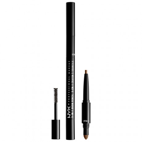 Карандаш, пудра и гель для бровей 3 в 1 NYX Professional Makeup 3-in-1 Brow Pencil, оттенок Brunette