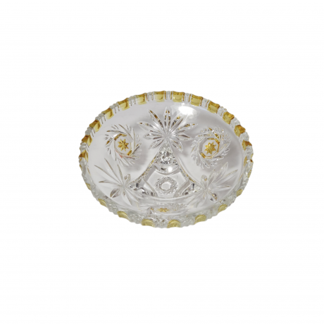 Тарелка винтажная хрустальная с желтым цветочным декором, 16,5 x 6,5 см, Германия, 1960-70гг.