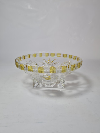 Тарелка винтажная хрустальная с желтым цветочным декором, 16,5 x 6,5 см, Германия, 1960-70гг.