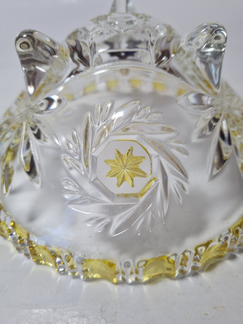 Тарелка винтажная хрустальная с желтым цветочным декором, 16,5 x 6,5 см, Германия, 1960-70гг.